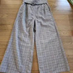【値下げ】OLIVE des OLIVE チェック柄リボン付きワイドパンツ