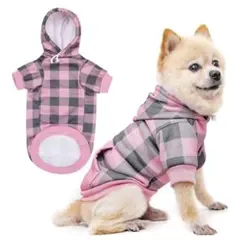 犬　服　ペット　チェック柄　洋服　お散歩　ドックウェア　ピンク　SM