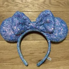 ディズニー　青　水色　スパンコール　カチューシャ