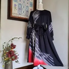 ★　 着物リメイク/訪問着/正絹/一点もの/ハンドメイド/ギャザーワンピ―ス　★