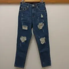 LOVE JUNKIE ダメージ加工 デニムパンツ インディゴブルーのサムネイル