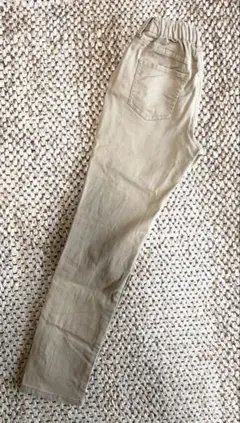 【UNIQLO】140cm ベージュ コットン混紡 スリムフィットパンツ