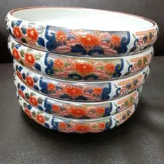 ✦有田焼　伊万里　清秀窯　花柄の浅い皿 5枚セット