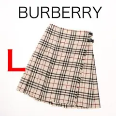 H6021◾️バーバリー　ノバチェック　ウール巻きスカート　Y2K