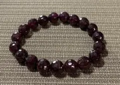 ●☆【No.15】８ｍｍ面カットガーネットブレスレット （内周約１５ｃｍ）