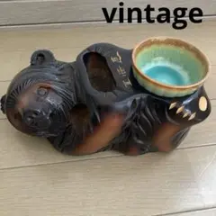 ビンテージ　木彫り　熊　灰皿　北海道