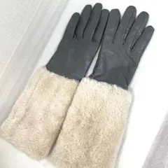レザーとロングファー付き冬用手袋