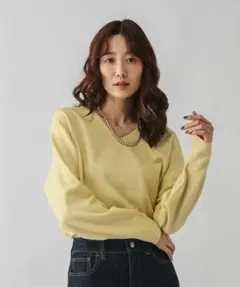 《Web限定/完売カラー》GLOBAL WORK/ふわふわHugmeVネック/M