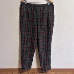 古着✨チェック柄 カジュアルパンツ グリーン レッド マルチカラーフリーサイズ