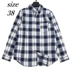 新品 アーバンリサーチ チェック柄 レギュラーカラーシャツ リネン調 サイズ38