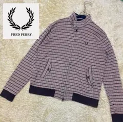 希少デザイン　フレッドペリー　ハリントンジャケット　千鳥格子　ロゴ刺繍　Lサイズ