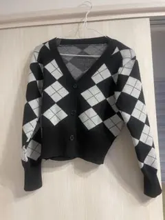 ♡ 韓国 アーガイル カーディガン グレー×ブラック ♡