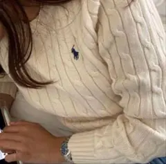 ラルフローレン ケーブルニット オーバーサイズ オフホワイト　Sサイズ