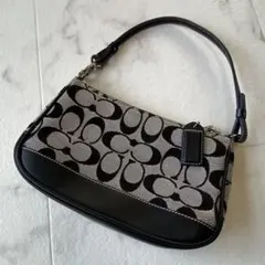 美品OLD COACH アクセサリーポーチ シグネチャー キャンバス ブラック