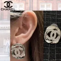 正規品 希少 CHANEL ロゴクリスタルピアス 25SS