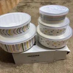 ホーローフタ付きボウル5個セット　renoma PARISのサムネイル