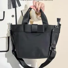 トートバッグ　ハンドバッグ　ブラック　黒　リボン　フォーマル　モノトーン　上品