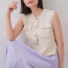 美品 OPAQUE.CLIP サマーニットベスト アイボリー ノースリーブのサムネイル