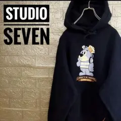 スタジオセブンGUコラボ　古着スウェットパーカー紺M　裏起毛