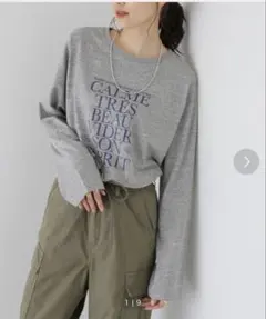 SLOBE IENAグレー ロングスリーブ Tシャツ レディース