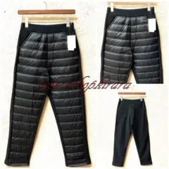 2025新作☆中綿ボーダーキルティング×暖か裏起毛前後切り替えパンツ☆M-L