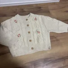 アイボリー ケーブル編み カーディガン 80