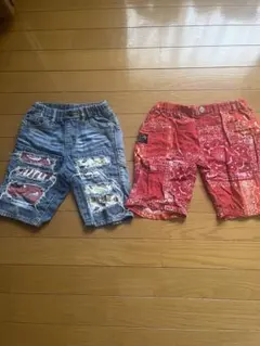 デニム パッチワーク 半ズボン 2点セット