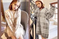 ミシェルマカロン チェックニットワンピース