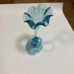 青色ガラス フラワーベース 25cm