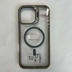 【MagSafe対応】iPhoneケースレンズ保護付き スタンド機能 グレー