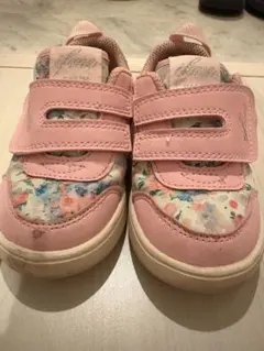 洗濯済み！イフミーカラン　ピンク 花柄 スニーカー 16.5センチ　3E相当