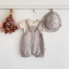 韓国ベビー服 コーデ セット ブラウンチェック
