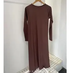 WYOU☆長袖リブフレアワンピース