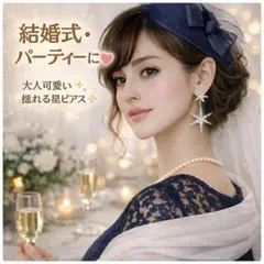星モチーフ ロングピアス シルバーカラー 揺れる キラキラ結婚式パーティー二次会