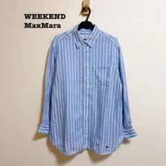 WEEKEND Max Mara リネンシャツ ストライプ 蝶刺繍 ゆったりのサムネイル