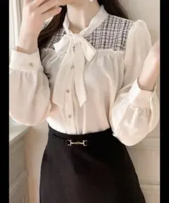 M me eme エムミーエメ Satin ribbon blouse - メルカリ