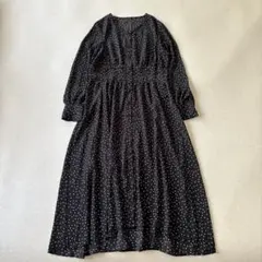 【美品】センスオブプレイス　フロントボタン　ドットロングワンピース