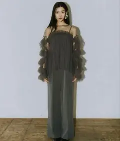 【2点セットアイテム】オールインワン×デコラティブチュールトップス /