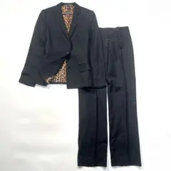 ドルチェ&ガッバーナ　スーツセット　レオパード　シルク100％　ペプラム　黒