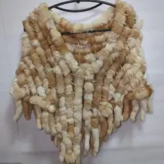 ラビット　リアルファー　 三角形ストール レディース(フック付き)