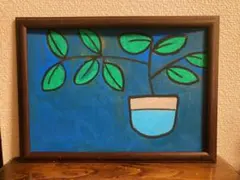 【観葉植物】原画　クレヨン画　パステル画　オイルパステル
