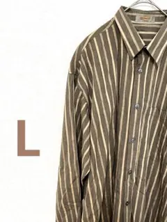 古着 ヴィンテージ 長袖シャツ レトロ Lサイズ 個性派 used ストライプ