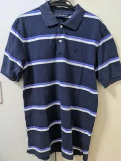 Brooks Brothers ネイビー ボーダー ポロシャツ L