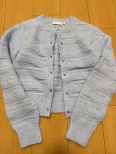 MOUSSY 水色 ストライプ カーディガン