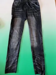 【ダメージデニム風レギンス】黒 *M* 新品