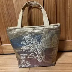 フ*m様 292 帯リメイクバッグ　風景刺繍トートバッグ