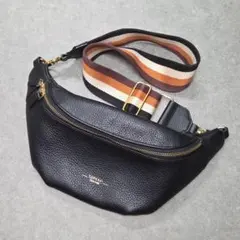 【美品】トプカピ トレジャー レザー ボディバッグ 黒 ストライプベルト