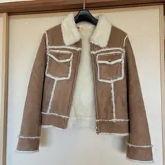 ブラウン ボア襟付きジャケット