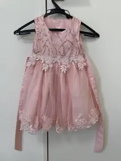 入園式(2点セット)ピンク ベビードレス 花ヘアバンド 結婚式 フォーマル