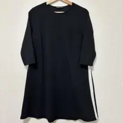 【美品】Stradivarius ブラック ホワイトラインミニ丈ワンピース L